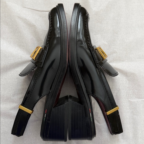 Sarto by Franco Sarto Gianna slingback loafers patent leather gold-tone hardware - Picture 6 of 14